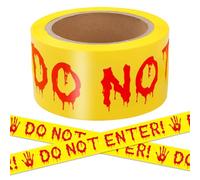 Halloween Decorations Outdoor Caution Tape Do Not Enter! Red Font Yellow Warning Tape 25 M X 4.8 Cm Spooky Warning Sign for Suitable for Gardens, Parties, Schools, Offices, Homes,Window Decoration