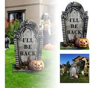 Halloween Decorations Outdoor Cemetery Yard Sign Ground Sign Pumpkin Decoration for Indoor Outdoor Party Festival Display Seasonal Celebrations (Khaki, 38X21cm)