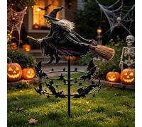 Halloween Decorations Outdoor, Halloween Witch Garden Yard Decor Enchanted Witch Wind Spinner Spooky Garden for Ornament Outdoor Patio Yard