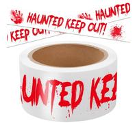 Halloween Decorations Outdoor Haunted Keep Out! Tape Caution Novelty Red Font Warning Tape 25 M X 4.8 Cm Spooky Warning Sign For Suitable Gardens, Parties, Schools, Offices, Homes,Window Decoration