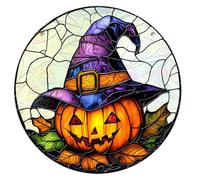 Halloween Decorations Outdoor Suncatchers for Windows Hanging - 7.87 inch Halloween Style Suncatchers Stained Acrylic Window Hanging Indoor Wall Art Home - for Parents Lovers Neighbor (C, 20x20x0.3cm)