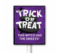 Halloween Decorations Outdoor Trick Or Treat Yard Sign With Stake Funny Halloween Night Party Decor This Witch Has The Sweets Aluminum Sign Rustic Fall Decoration 18x22 CM