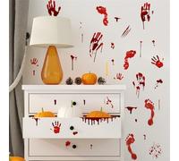 Halloween Decorations Party Halloween Bloody Handprint Footprint Wall Decals Scary Decoration Window Clings Stickers Red Prop (A, 29X21X1CM)