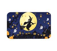Halloween Decorations Party Happy Halloween Doormat Rug Jack-O'- Midnight Bats Entry Way Mats for Inside/Front Door/Living Room/Bathtub/Kitchen 18x30 inch Bathroom Non Slip Door(Dark Blue2, 50x80cm)