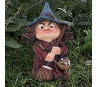Halloween Decorations Scary Halloween Polyresin Garden Gnome for Witch Ornaments Indoor/Outdoor Decor Unusual Garden Ornaments UK (B, One Size)