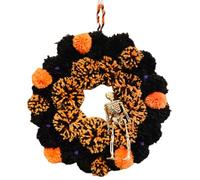Halloween Decorations Set Halloween Wreath For Front Door Decorations Welcome Sign Scary Bats Pumpkins Wall Hanging Outdoor Indoor Holiday Party Double Wreath Door Hanger (Orange, 30X30cm)