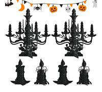 Halloween Decorations Set - Spooky Indoor Display, Compact Tabletop Ornaments | Haunted Bookshelf Figurines, Gothic Chandelier Decoration, Festive Windowsill Decor,Halloween Desktop Decoration