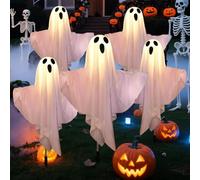 Halloween Decorations Solar Pathway Lights - 5PCS Solar Ghost Yard Lamps | Halloween Light Up Ghosts | Outdoor Pathway Lights for Yard, Garden, Fence, Patio, Walkway, Festival, Holiday Party Decor