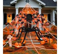 Halloween Decorations Spider Web,50" Halloween Giant Spider, 276'' Triangular Giant Spider Web and 20G Spider Web,Halloween Spider for Indoor Outdoor Scary Haunted House Spider Web Party Yard
