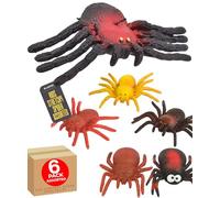 Halloween Decorations Stretchy Spider Sensory Toys for Kids Boys Squishy Fidget Toy Stress Relief Collectible Party Bag Fillers Anxiety Relief for Adults 6 Pack - Electoys