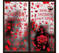 Halloween Decorations, Terror Bloody Handprint Footprint Window Stickers, 9 Sheets Halloween Clings for Window Wall Floor Glass Bathroom Outdoor Indoor Holiday Party
