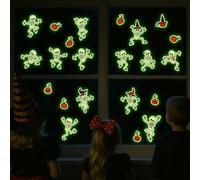 Halloween Decorations Window Stickers, 2 Sheets Glow in The Dark Skeleton Stickers, Removable PVC Cute Ghost Halloween Deocrations for Bar Home Indoor Wall
