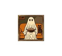 Halloween Decorations Wooden Desktop Ornament for Living Room Bedroom Indoor Holiday Party Decorative Art Piece (C, 20X20cm)
