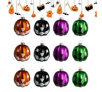 Halloween Decorative Pumpkin Baubles | 12 Pieces Mini Pumpkin Ball Ornaments | Tree Pendant Party Accessories for Holiday Hall Carnival Theatre Ghost House Events Masquerade
