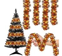 Halloween Decorative Tinsel Garland Fairy Lights, 5 m 50 LED Halloween Garland Outdoor Indoor Shiny Tinsel Decoration Garden, Pumpkin Ghost Spider Bat Door Garland for Carnival Autumn Party (Spider)