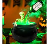 Halloween Decorative Witch's Cauldron, Halloween Cauldron with Mist, Large Halloween Decoration, Magic Cauldron with Floating Magic Potions Bottles Decoration, Witch Accessories for Garden, Carnival