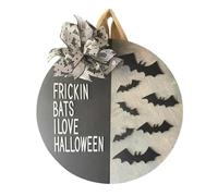 Halloween Decorative Wooden Door Hanging Decoration for Festive Home Décor Unique Halloween Wall Art for Seasonal Celebrations and Holiday Festivities (Dark Gray, 30X30CM)