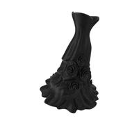 Halloween Decors Bridal Dress Vase with 3D Printed Texture | Gothic Black Sculptural Floral Relief, and Open Top Design for Artificial Flower, Table Styling, and Entryway