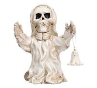 Halloween Deko Skelettstatue mit Glocke Niedliches Sammlerstück aus Kunstharz, Ideal ALS Gedenkstück für Zuhause, Zimmer und Geburtstags Ablagefach