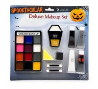 Halloween Deluxe Makeup Kit, 12 Colour Face Paint Palette with Fake Blood, Tooth Cream, Sponges and Applicators for Zombie, Vampire, Witch, Skeleton, Cosplay and Fancy Dress Events