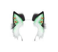 Halloween Demon Ears, Plush Animal Ear Hairhoop, Devil Ear Halloween Hairband, Roleplay Hairs Accessory, Stage Performances Hairhoops Anime Theme Event Party Props (Green)