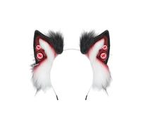 Halloween Demon Ears, Plush Animal Ear Hairhoop, Devil Ear Halloween Hairband, Roleplay Hairs Accessory, Stage Performances Hairhoops Anime Theme Event Party Props (Red)