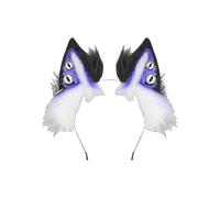 Halloween Demon Ears, Plush Animal Ear Hairhoop, Devil Ear Halloween Hairband, Roleplay Hairs Accessory, Stage Performances Hairhoops Anime Theme Event Party Props (Blue)