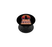 Halloween Descendants Of The Witches Retro Sunset Black Cat PopSockets Adhesive PopGrip