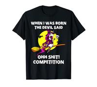 Halloween design When I was born the devil said unicorn T-Shirt