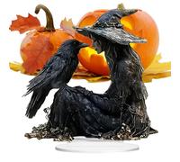 Halloween Desk Decor - 2D Acrylic Festive Desk Decor - Halloween Witch Crow Spooky Ornament for Dorm Kitchen Table Bathroom Nightstand Car Bedroom Studio Shelf