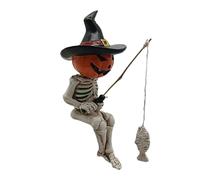 Halloween Desktop Ornament 3D Gothic Fishing Sculpture Unique Resin Decoration for Garden Pond & Outdoor Spaces Creepy Halloween Home & Yard Accessory for Gothic Art(B, 11. 5x5. 5x5. 5cm)