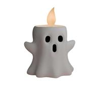 Halloween Desktop Ornament Flameless Candle Lights Art Ghostly Decoration Miniature Candle Lights for Halloween Living Room Bedroom Lighting (White, 高 7)