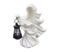 Halloween Desktop Ornament Hand Lamp Decoration Scary Hell Messenger Witch Resin Sculpture Statue for Home and Garden Festive (White, One Size)