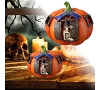 Halloween Desktop Ornament Hang The Ultimate Decoration Resin Pumpkin Lamp for Bars LED Nightlight Perfect Enhancer Home (Orange, 14X2cm)