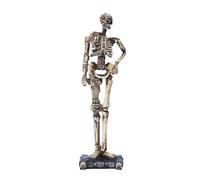 Halloween Desktop Ornament Semi Mechanical Statue Hand Painted Resin Collectable Figurines Human Skeleton Halloween Decoration for Home (Beige, 29. 5x8. 5x6cm)