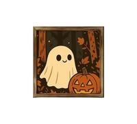 Halloween Desktop Ornament Wooden Decorative Art Piece for Living Room Bedroom Holiday Party Stylish Indoor Decoration (B, 20X20cm)