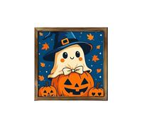 Halloween Desktop Ornament Wooden Decorative Art Piece for Living Room Bedroom Holiday Party Stylish Indoor Decoration (C, 20X20cm)