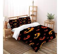 Halloween Devil Bedding Set Theme Bedspread Terror Duvet Cover Set Microfiber Comforter Cover Universal for All Seasons Pillowcase Double（200x200cm）