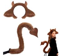 Halloween Devil Costume Set with Headband and Devil Tail, Demons Cosplay Costume for Carnival Party Props (Brown)