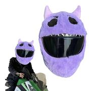 Halloween Devil Motorcycle Helmet Cover,Cartoon Plush Full Face Helmet Protective Cover,Funny Motorcycle Helmets Cover Sleeve,Decorative Helmets Protective Cover for Full Face H-elmets