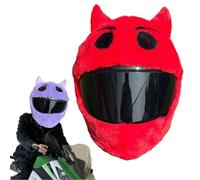 Halloween Devil Motorcycle Helmet Cover,Cartoon Plush Full Face Helmet Protective Cover,Funny Motorcycle Helmets Cover Sleeve,Decorative Helmets Protective Cover for Full Face H-elmets