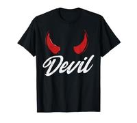 Halloween Devil Red Horns Funny Lazy Costume Men Women Kids T-Shirt
