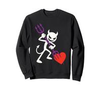 Halloween Devil Stick Figure Broken Heart Line Art Sweatshirt