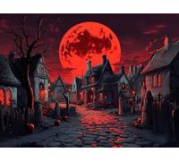 Halloween Diamond Art Kits Adults, Square Drill Diamond Painting Moon for Beginners, DIY Crystal Art for Adults, 5D Crystal Creations Kit Gifts, Gem Arts and Crafts for Home Decor 20x30cm C4-105