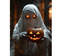 Halloween Diamond Art Painting Kits for Adults Kids, 5D Full Round Drill Ghost Diamond Painting, DIY Crystal Art Mosaic Kit for Adults Beginners, for Home Wall Christmas Decorations 80X110cm E-75