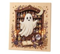 Halloween Diamond Painting Kit, DIY 3DRhinestone Drill Art, Witch & Ghost Magic Theme Decorative Wall Decor, Holiday Hanging Painting for Bedroom Living Room, Canvas & Materials Included. (B)