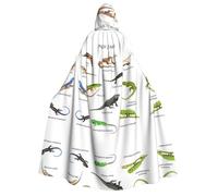 Halloween Different Types of Lizard Print Hooded Cloak Costume - Perfect for Parties, Carnivals, Comic Exhibitions, and More