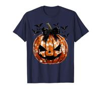 Halloween Disco Ball Pumpkin Coquette Bow Autumn Fall T-Shirt