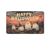 Halloween Dish Drying Mats For Kitchen Counter, Cute Ghosts Absorbent Rubber Dish Drainer Rack Mat, Spooky Autumn PU Leather Drying Pad For Kitchen Counter Decor 12x20 Inch