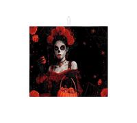 Halloween Dish Drying Mats For Kitchen Counter, Gothic Red Rose Absorbent Dish Drainer Rack Mat, Spooky Microfiber Drying Pad For Kitchen Counter Coffee Bar Protector 16x18 Inch
